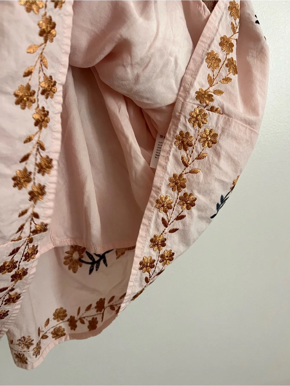 Smocked Blush Pink Floral Embroidered Girls' Party Dress